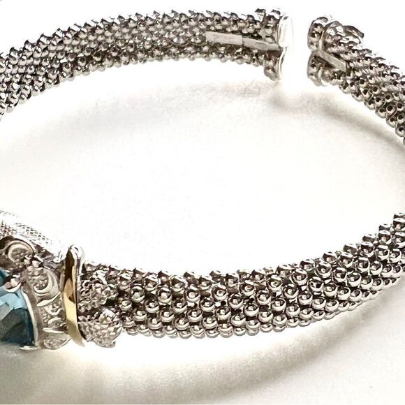 Phillip Gavriel renaissance Cushion Blue Topaz Cuff Bangle - Picture 5 of 15